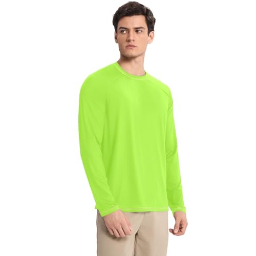 Green Yellow Shirts Summer UPF 50+ Lightweight Elasticity Mens Sun Protection Long Sleeve Water Fishing3