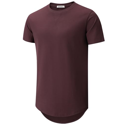 VEIISAR Herren Heavy Duty T-Shirt mit Herren 100 Baumwolle Dickes Longline T Shirt Preshrunk(X363 Dark Wine red L)