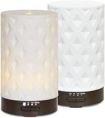 Earnest Living Essential Oil Diffuser White Ceramic Diffuser 250ml Timers Night Lights and Auto Off Function Home Office Aromatherapy Diffusers for Essential Oils