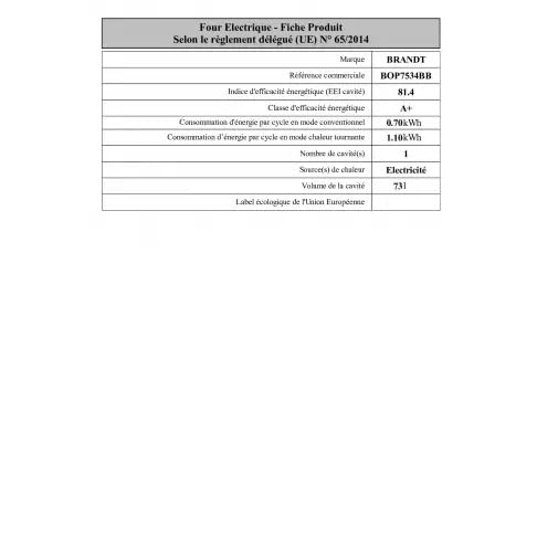 BRANDT BOP7534BB - vue 8