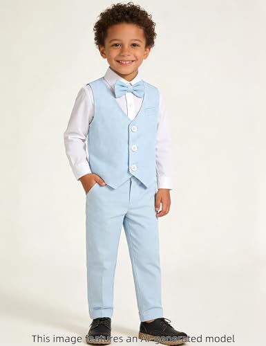 Image of A&J DESIGN 4pcs Baby & Toddler Suit, 12 Months - 5T, Shirt & Pants & Vest & Bow Tie
