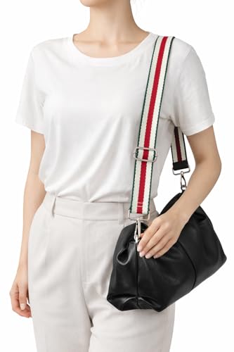 Image of Purse Strap Replacement for Crossbody Bags & Handbags | Premium Webbing with Silver Hardware Clip-On Installation Adjustable Length Comfortable Wide Guitar Style Strap