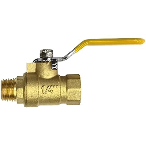 Lead-Free Forged Brass Air Compressor In-Line Ball Shut Off Valve, Quarter Turn, 1/4" Male NPT (MNPT) X 1/4" Female NPT (FNPT) Qty: 6 Cover