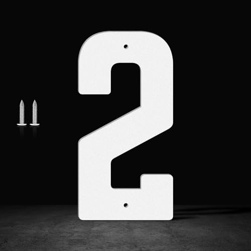 White Modern Address Numbers, Outdoor Mailbox Numbers, Metal House Numbers and Letters, for House, Office, Apartment, Farms, Garages Decoration Signs(12" 2)