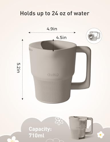 Image of Roslim Silicone Baby Bath Rinse Cup, Shampoo & Body Rinser with Easy-Grip Handle for Rinsing Hair and Body Washing, Lightweight, Non-Toxic for Babies, Toddlers, Kids (Taupe)