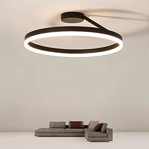 Lustre LED noir plafonnier moderne pour éclairage de chambre et cuisine compacte