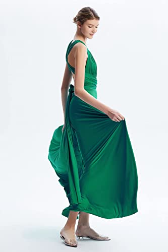 Image of Multi-Way Wrap Infinity Maxi Dress for Bridesmaids & Wedding Guest | 31 Colors for All Wedding Themes, One Size & Plus, 1 Dress for Any Events, Evening, Prom, Gala, Non-See-Through, Wrinkle-Free
