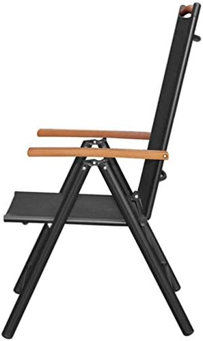 BIGTO Folding Garden Chair Aluminium and Textilene Outdoor Chair Garden Furniture (Black,4 Pcs)
