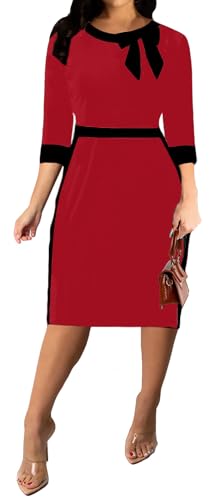 Image of Xinlees Women's Bodycon Pencil Dress Sexy Short Ruffles Sleeve Clubwear Basic Fitted Outfits Casual Midi Dresses