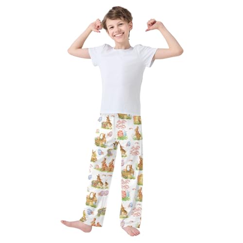 ZZXXB Easter Bunny Colorful Egg Boys Long Pants Soft Trousers Elastic Waist Kids Lounge Bottoms with Pockets S-XL2