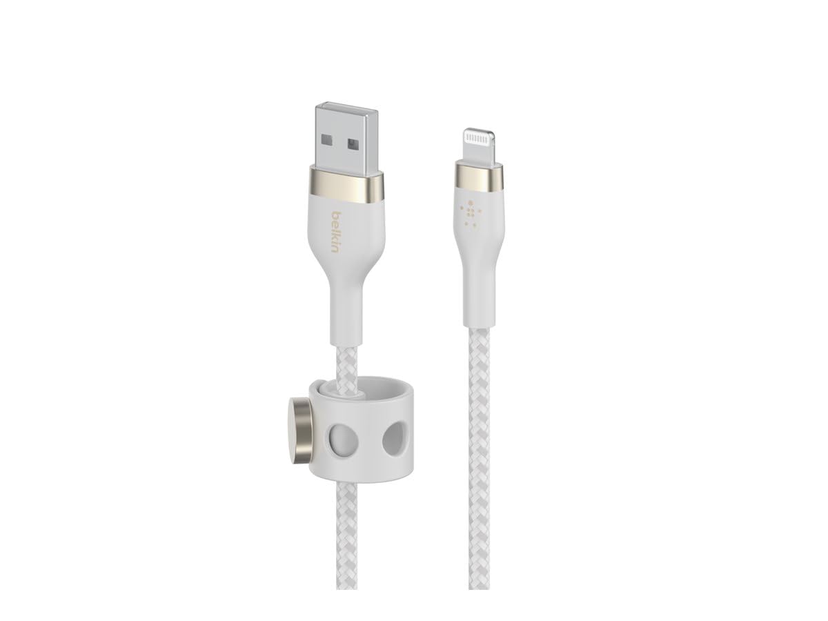 Belkin BoostCharge Pro Flex pleciony kabel USB typu A (2 m) do iPhone'a 14/14 Plus, 13, 12, Pro, Max, Mini, SE, iPad i innych - biały
