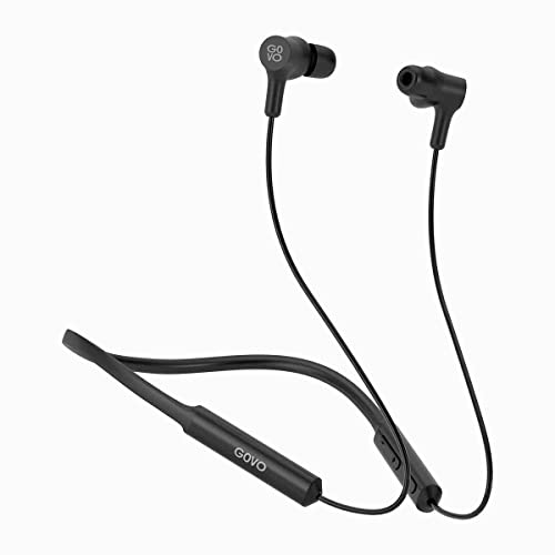 GOVO GOKIXX610 Wireless Bluetooth Neckband in Ear Earphone with Mic, 9H Playtime, Magnetic Earbuds, Integrated Controls, Type C Charging & Lightweight Design (Platinum Black)