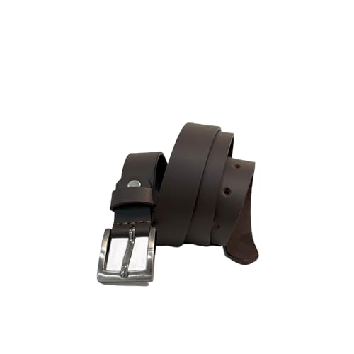 Women Classic Brown Leather Belt with Metal Buckle, Casual Style4