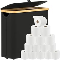 35L Bamboo Toilet Paper Basket with Lid