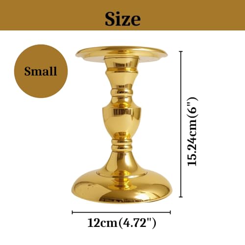 Image of Gold Plated Large Candle Stand /Candle Holder /Modern Design Candle Pillar Candle Holder for Home Decoration (Set of 3 Sizes (6 /9 /12 inches), Gold)