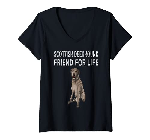 Womens Scottish Deerhound Friend For Life Dog Friendship V-Neck T-Shirt, Black