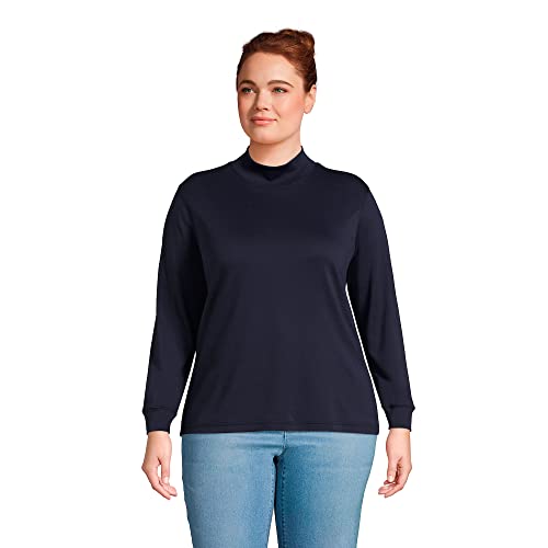 Lands' End Women's Long Sleeve American-Grown Supima Cotton Mock Turtleneck Shirt