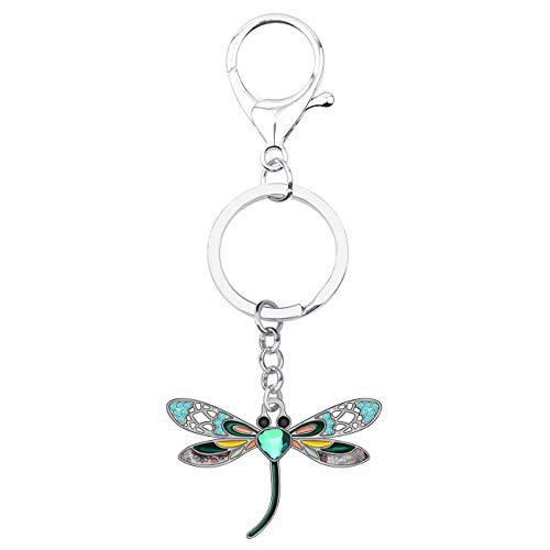 WEVENI Alloy Crystal Dragonfly Keychain Insect Charms Enamel Jewelry For Women Girls Car Purse Bag Accessories4