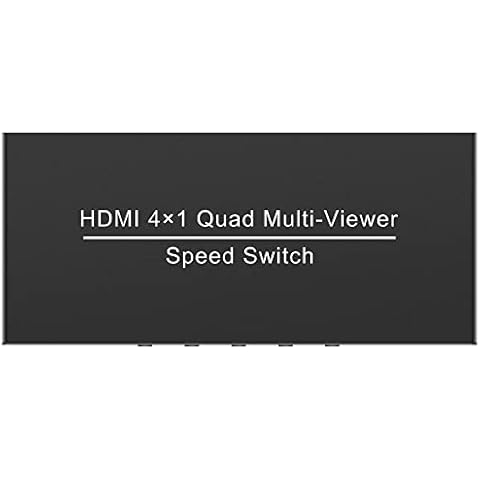 Wiistar HDMI Quad Multi-Viewer 4x1 HDMI Switcher 4 Ports Switch 4 in 1 Out HDMI Multiviewer Support 4 Display Modes Support 1080P 3D for PC STB DVD Security Camera Cover