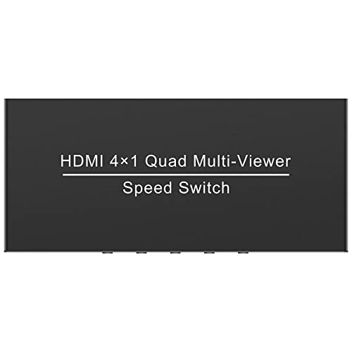 Wiistar HDMI Quad Multi-Viewer 4x1 Switcher 4 Ports Switch 4 in 1 Out HDMI Multiviewer Support 4 Display Modes Support 1080P 3D for PC STB DVD Security Camera