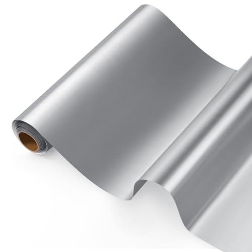 ZJTAPE Vinilo Adhesivo Plata Mate - Película de Vinilo Permanente - 30,5 x 250 cm, Metálica Mate Vinilo Autoadhesiva para camafeo y Máquinas de Corte, DIY Decoración, Manualidades