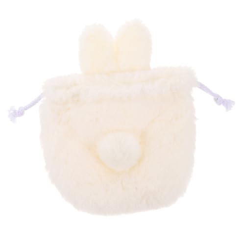 PACKOVE かわいいぬいぐるみうさぎ化粧ポーチ 巾着式収納袋 耐久性素材 小物入れ対応 コスメ収納用実用バッグ