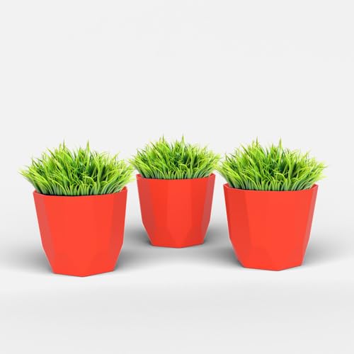 Image of YUCCABE ITALIA SHERA Hexa Plastic Planter Pot for Plants | Decorative Flower Pot | UV Protected Lightweight Indoor Outdoor Gamla for Home Decor, Balcony, Garden & Living Room