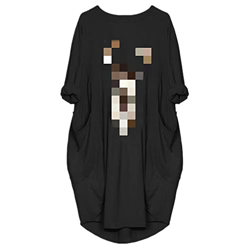Robe ample femme imprimée col noir XL pour silhouette confortable