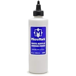 Micro-Mark White Acrylic Airbrush Primer, 8oz - Made in USA Acrylic Surface Primer for Models, Miniatures, and Crafts