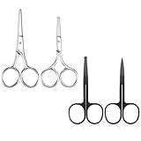 YBEATY 20 Pcs Small Grooming Scissors Facial Hair Trimming Beauty Scissors Curved Straight Rounded Safety Tips for Cutting Men Women Personal Eyebrows Ear and Nose Hair Beard Mustache Eyelashes Travel
