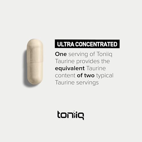 Image of Toniiq 2000mg Taurine Supplement - High Purity Taurine Powder Capsules, 98%+ Pure, Third-Party Lab Tested - Potent, Non-GMO, Gluten-Free, Effective Formula 45 Optimal Servings Per Bottle