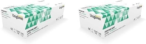 Image of UNIGLOVES Unicare Latex GS0024 Single Use - Multipurpose, Lightly Powdered Disposable Gloves, Box of 100 Gloves, Natural, Large, White (Pack of 2)