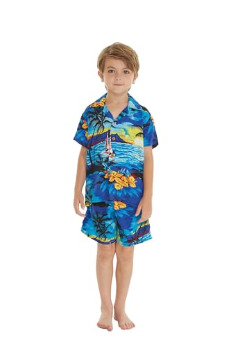 Image of Boys' Aloha Shirt Cabana Set in Signature Prints | Button Front Shirt; Soft Rayon Fabric; Signature Tropical Prints; Lightweight Comfort; Vacation Ready