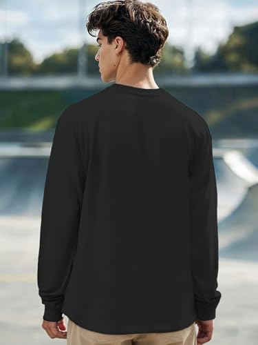 Image of LEOTUDE Oversized Full Sleeve Cottonblend Graphic Printed Round Neck Drop Shoulder Tshirt for Man (Color Mustard)