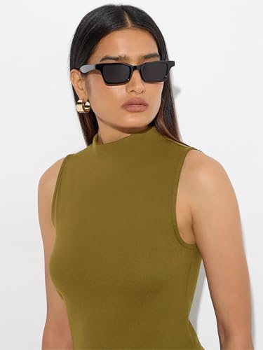 Image of KOTTY Women's Sleeveless High Neck Ribbed Tank Top Combo Pack of 2 Stylish Casual & Office Wear Tops