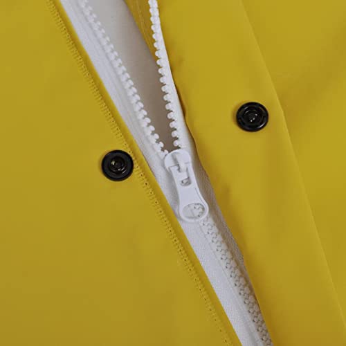 Impermeable de dos piezas chubasquero largo con capucha amarillo talla XXL para lluvia 5
