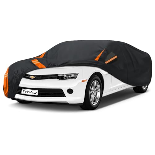 YoYolaur 10-Layer for Chevy Camaro Car Cover Waterproof All Weather for Automobiles Outdoor Full Exterior Covers Soft Cotton Lining with Door Zipper Fit for Chevy Camaro 2010-2025