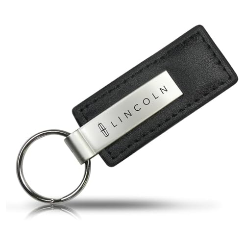 AU-TOMOTIVE GOLD, INC. Officially Licensed Black Leather Key Chain for Lincoln