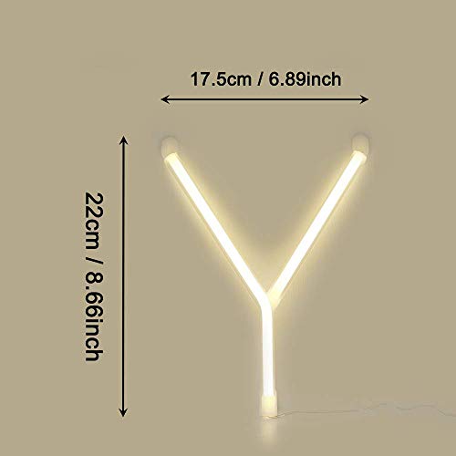 Image of ENUOLI Warm White Letters Neon Alphabet Sign LED Words Night Lights (Y) | Battery /USB Powered LED Neon Art Decorative Lights Wall Decor Light up Words for Home Bar Wedding Birthday Party Christmas