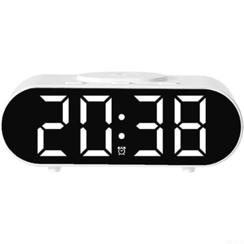 Reloj despertador multifuncional con cargador inalámbrico para una fácil carga y organización del dispositivo móvil (blanco)