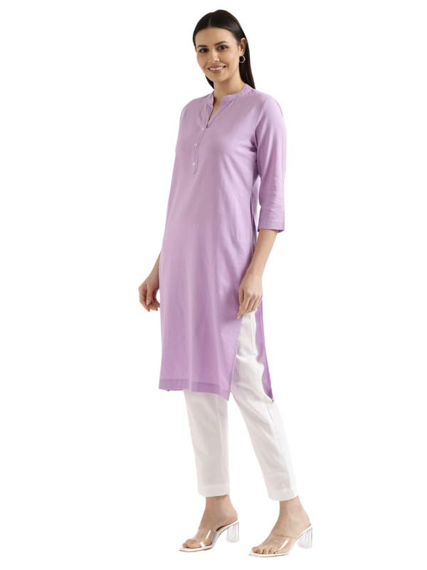 Image of SAADAA Women's Cotton Long Kurta Pant Set | Straight Fit Kurta with Trouser | Traditional Ethnic Wear for Daily & Festive Use
