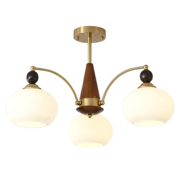 Luminaire de ferme sputnik rustique en verre et bois