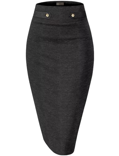 Image of Hybrid & Company Womens Pencil Skirt Premium Nylon Ponte Stretch Office Made in The USA Below Knee