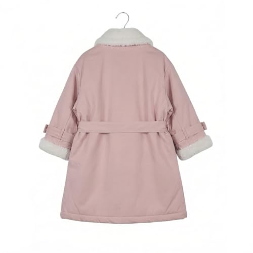 Bold N Elegant Girl 3/4th Sleeve Winter Party Overcoat Warm Long Quilted Fur Coat Jacket for 5 to 10 Year Girls (IN, Age, 7 Years, 8 Years, Pink) - Image 4 thumbnail