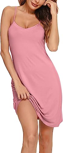 Fshway Full Slip for Women - Long Inner Under Dress Spaghetti Strap Mid-Thigh Length Undergarment Nightwear