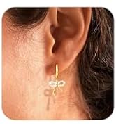 Gold/Silver Bow Earrings for Women, Post Ribbon Knot Earring Bow Stud Earrings Daily Jewelry