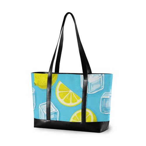 Summer Blue Ice Lemon Large Capacity work handbags for women with zipper tote bags for gym with bolso para laptop