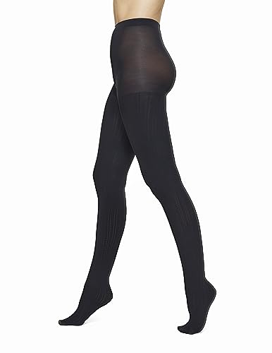 HUE Women's Sweater Tights, Black-Cable,...