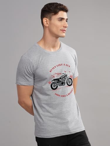 Image of ADRO Men's Royal Bike Design Printed 100% Cotton T-Shirt - Regular Fit, Printed T-Shirts for Men
