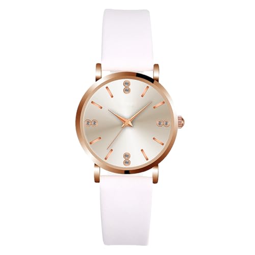 JOATVEE Reloj de mujer de cuero Moda Simple Compacto Ligero Minimalista Delgado Impermeable Vestido Casual Analógico Cuarzo Niñas Mujeres Regalo Reloj de Pulsera, Color blanco.